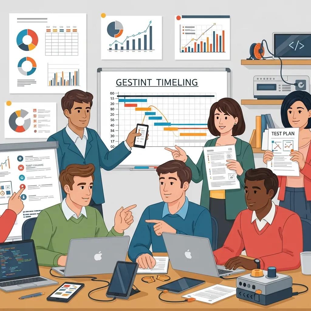 Professionals discussing mobile testing roles in a collaborative workspace